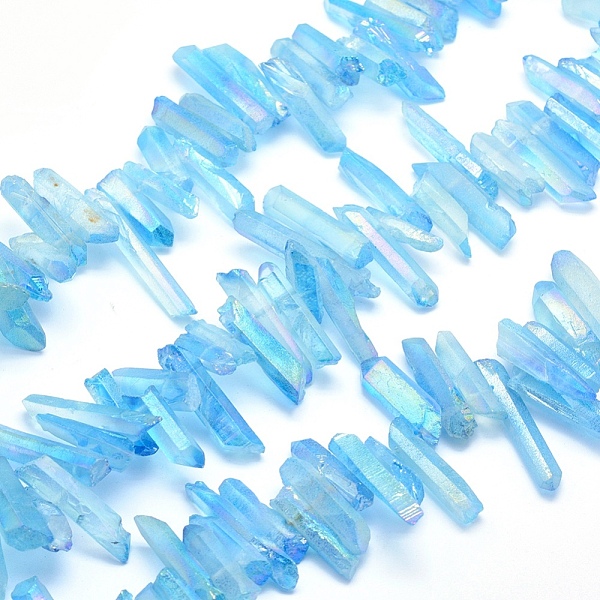PandaHall Electroplated Natural Quartz Crystal Beads Strands, Dyed, Nuggets, Rainbow Plated, Light Sky Blue, 20~39x5~12mm, Hole: 1~1.5mm...
PandaHall Electroplated Natural Quartz Crystal Beads Strands, Dyed, Nuggets, Rainbow Plated, Light Sky Blue, 20~39x5~12mm, Hole: 1~1.5mm...