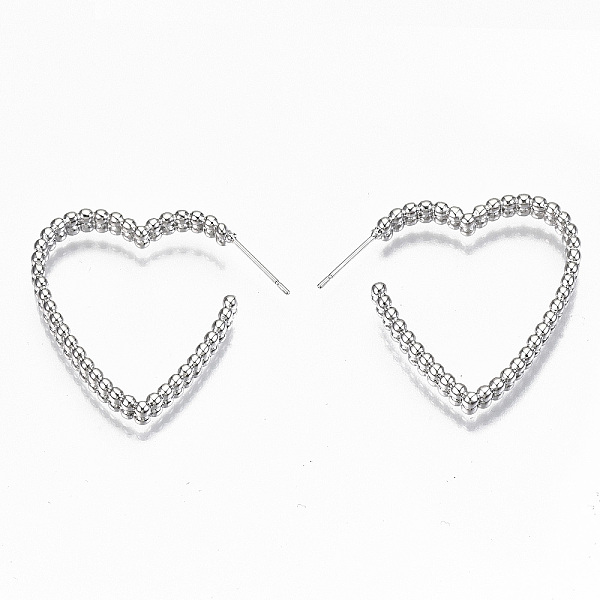 PandaHall Brass Half Hoop Earrings, Stud Earring, Heart, Nickel Free, Real Platinum Plated, 33x30x4mm, Pin: 0.7mm Brass Heart
PandaHall Brass Half Hoop Earrings, Stud Earring, Heart, Nickel Free, Real Platinum Plated, 33x30x4mm, Pin: 0.7mm Brass Heart