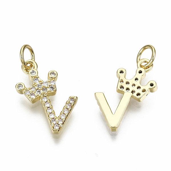 PandaHall Brass Micro Pave Clear Cubic Zirconia Pendants, with Jump Ring, Nickel Free, Letter, Real 16K Gold Plated, Letter.V, 16.5x11x2mm...
PandaHall Brass Micro Pave Clear Cubic Zirconia Pendants, with Jump Ring, Nickel Free, Letter, Real 16K Gold Plated, Letter.V, 16.5x11x2mm...