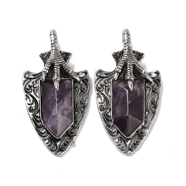 PandaHall Natural Amethyst Faceted Big Pendants, Dragon Claw with Arrow Charms, with Antique Silver Plated Alloy Findings, 55x27.5x10.5mm...
PandaHall Natural Amethyst Faceted Big Pendants, Dragon Claw with Arrow Charms, with Antique Silver Plated Alloy Findings, 55x27.5x10.5mm...