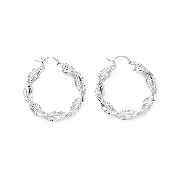 PandaHall Brass Twist Rope Shape Hoop Earrings for Women, Platinum, 36.5x34.5x5.5mm, Pin: 0.5~1x0.5mm Brass Ring
PandaHall Brass Twist Rope Shape Hoop Earrings for Women, Platinum, 36.5x34.5x5.5mm, Pin: 0.5~1x0.5mm Brass Ring