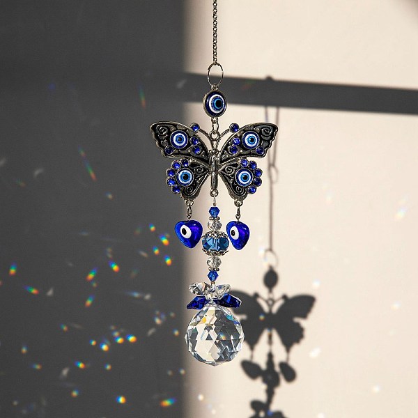PandaHall Evil Eye Pendant Decorations, Alloy & Glass Hanging Suncatchers, for Home Decoration, Butterfly Pattern, 430mm Glass Butterfly
PandaHall Evil Eye Pendant Decorations, Alloy & Glass Hanging Suncatchers, for Home Decoration, Butterfly Pattern, 430mm Glass Butterfly