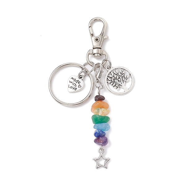 PandaHall Tibetan Style Alloy Keychains, with Chakra Gemstone Chip Beads and Alloy Swivel Lobster Claw Clasps, Tree of Life, 9.7cm Alloy...
PandaHall Tibetan Style Alloy Keychains, with Chakra Gemstone Chip Beads and Alloy Swivel Lobster Claw Clasps, Tree of Life, 9.7cm Alloy...