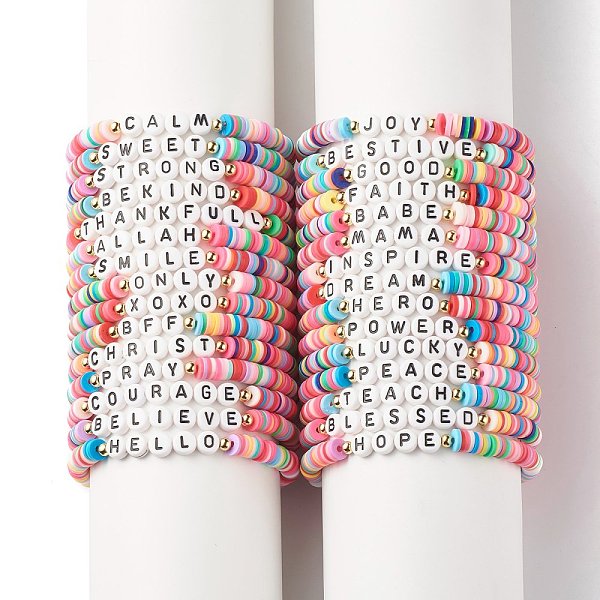 PandaHall 30Pcs 30 Style Polymer Clay Heishi Beaded Stretch Bracelets Set with Inspiration Word, Lucky Preppy Bracelets for Women, Mixed..., Multicolor
PandaHall 30Pcs 30 Style Polymer Clay Heishi Beaded Stretch Bracelets Set with Inspiration Word, Lucky Preppy Bracelets for Women, Mixed..., Multicolor