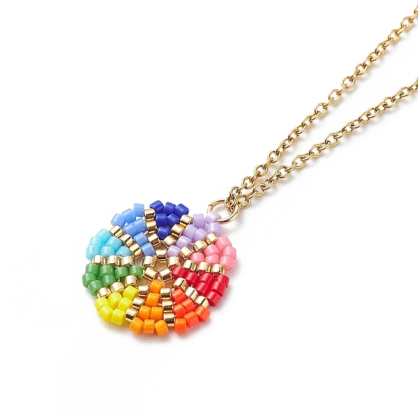 PandaHall Rainbow Color Japanese Seed Braided Flower Pendant Necklace with 304 Stainless Steel Chains for Women, Colorful, 15.94 inch...
PandaHall Rainbow Color Japanese Seed Braided Flower Pendant Necklace with 304 Stainless Steel Chains for Women, Colorful, 15.94 inch...