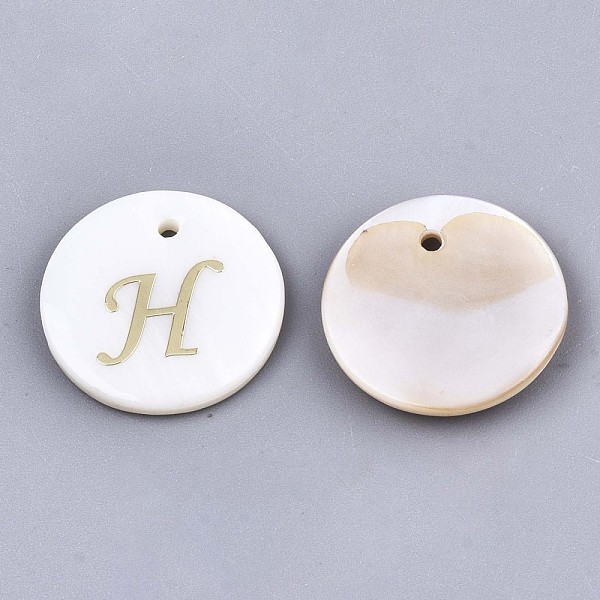 PandaHall Natural Freshwater Shell Pendants, with Golden Plated Brass Etched Metal Embellishments, Flat Round with Letter, Letter.H, 15x2mm...
PandaHall Natural Freshwater Shell Pendants, with Golden Plated Brass Etched Metal Embellishments, Flat Round with Letter, Letter.H, 15x2mm...