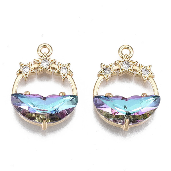 PandaHall Faceted Transparent Glass Pendants, with Brass Crystal Rhinestone Findings, Flat Round with Star, Light Gold, Colorful, 21x15x5mm..., Clear
PandaHall Faceted Transparent Glass Pendants, with Brass Crystal Rhinestone Findings, Flat Round with Star, Light Gold, Colorful, 21x15x5mm..., Clear