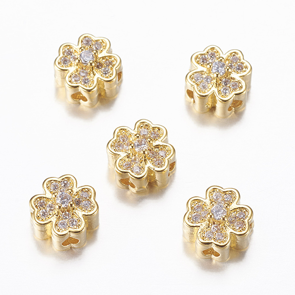 PandaHall Rack Plating Brass Micro Pave Cubic Zirconia Beads, Flower, Real 18K Gold Plated, Mixed Color, Mixed Color, 8x5mm, Hole: 1.5mm..., Clear
PandaHall Rack Plating Brass Micro Pave Cubic Zirconia Beads, Flower, Real 18K Gold Plated, Mixed Color, Mixed Color, 8x5mm, Hole: 1.5mm..., Clear
