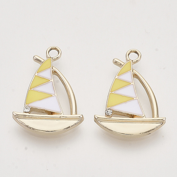 PandaHall Alloy Enamel Pendants, with Crystal Rhinestone, Light Gold, Sailboat, Yellow, 21.5x15.5x2.5mm, Hole: 2mm Alloy Rhinestone+Enamel...
PandaHall Alloy Enamel Pendants, with Crystal Rhinestone, Light Gold, Sailboat, Yellow, 21.5x15.5x2.5mm, Hole: 2mm Alloy Rhinestone+Enamel...