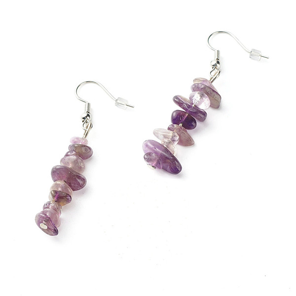 PandaHall Natural Amethyst Chip Beads Dangle Earrings, Brass Jewelry for Girl Women, Platinum, 53.5~54.5mm, Pin: 0.5mm Amethyst
PandaHall Natural Amethyst Chip Beads Dangle Earrings, Brass Jewelry for Girl Women, Platinum, 53.5~54.5mm, Pin: 0.5mm Amethyst