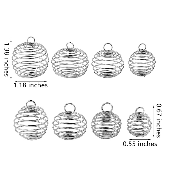 PandaHall 40Pcs 8 Style Iron Wire Pendants, Spiral Bead Cage Pendants, Round, Platinum, 5pcs/style Iron Round
PandaHall 40Pcs 8 Style Iron Wire Pendants, Spiral Bead Cage Pendants, Round, Platinum, 5pcs/style Iron Round
