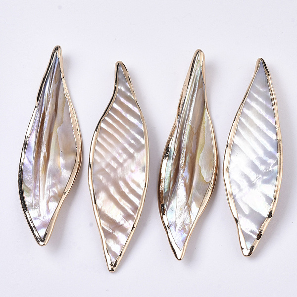 PandaHall Natural Freshwater Shell Big Pendants, Edge Golden Plated, Leaf, Seashell Color, 69~73x18~19.5x5.5~7.5mm, Hole: 1.8mm Freshwater...
PandaHall Natural Freshwater Shell Big Pendants, Edge Golden Plated, Leaf, Seashell Color, 69~73x18~19.5x5.5~7.5mm, Hole: 1.8mm Freshwater...