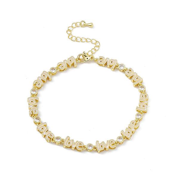 PandaHall Brass Micro Pave Cubic Zirconia Chain Bracelets, Enamel Style Word LOVE Link Chain Bracelet, with Chain Extender & Lobster Claw..., White
PandaHall Brass Micro Pave Cubic Zirconia Chain Bracelets, Enamel Style Word LOVE Link Chain Bracelet, with Chain Extender & Lobster Claw..., White