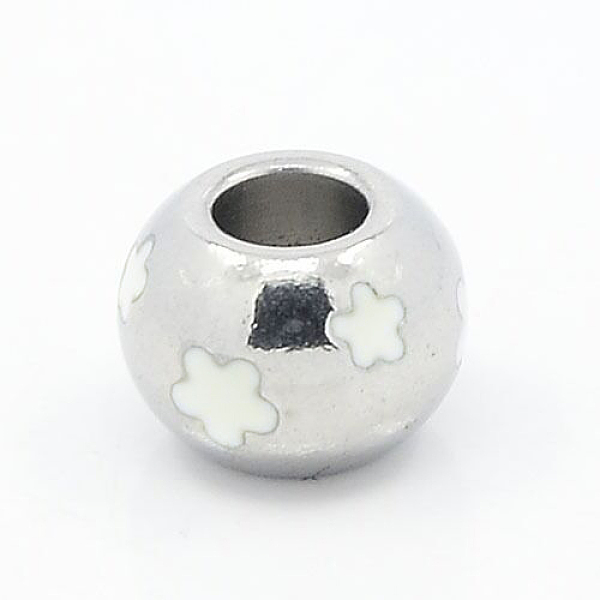 PandaHall 304 Stainless Steel Enamel Beads, Large Hole Beads, Rondelle with Flower, White Color, Stainless Steel Color, 9x7mm, Hole: 4mm 304...
PandaHall 304 Stainless Steel Enamel Beads, Large Hole Beads, Rondelle with Flower, White Color, Stainless Steel Color, 9x7mm, Hole: 4mm 304...