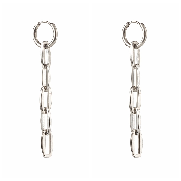 PandaHall 304 Stainless Steel Huggie Hoop Earrings, with Link Chains, Stainless Steel Color, 66mm, Pin: 1mm 304 Stainless Steel Oval
PandaHall 304 Stainless Steel Huggie Hoop Earrings, with Link Chains, Stainless Steel Color, 66mm, Pin: 1mm 304 Stainless Steel Oval