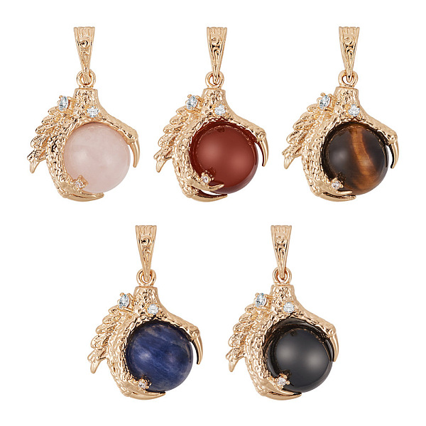 PandaHall Cheriswelry 5Pcs 5 Style Natural Gemstone Pendants, with Light Gold Alloy Findings and Crystal Rhinestone, Claw with Round...
PandaHall Cheriswelry 5Pcs 5 Style Natural Gemstone Pendants, with Light Gold Alloy Findings and Crystal Rhinestone, Claw with Round...