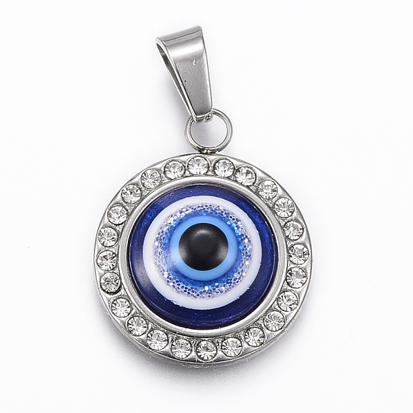 PandaHall 304 Stainless Steel Resin Pendants, with Rhinestone, Flat Round with Eye, Stainless Steel Color, 22x18x5.5mm, Hole: 4x7mm...
PandaHall 304 Stainless Steel Resin Pendants, with Rhinestone, Flat Round with Eye, Stainless Steel Color, 22x18x5.5mm, Hole: 4x7mm...