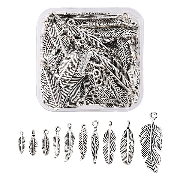 PandaHall 100Pcs 10 Style Tibetan Style Alloy Feather Pendants, Antique Silver, 15~40x5~15.8x1~3mm, Hole: 1~2mm, 10pcs/style Alloy Feather
PandaHall 100Pcs 10 Style Tibetan Style Alloy Feather Pendants, Antique Silver, 15~40x5~15.8x1~3mm, Hole: 1~2mm, 10pcs/style Alloy Feather