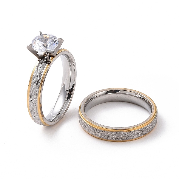 PandaHall 2Pcs 2 Style 201 Stainless Steel Wave Couple Rings Set, Crystal Rhinestone Rings for Lovers, Golden & Stainless Steel Color, Inner...
PandaHall 2Pcs 2 Style 201 Stainless Steel Wave Couple Rings Set, Crystal Rhinestone Rings for Lovers, Golden & Stainless Steel Color, Inner...