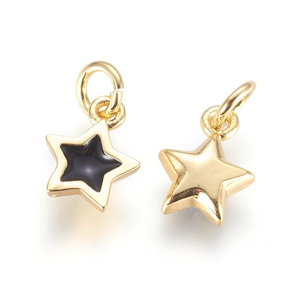 PandaHall Enamel Brass Charms, Star, Black, Golden, 10x7x2mm, Hole: 3mm Brass+Enamel Star Black
PandaHall Enamel Brass Charms, Star, Black, Golden, 10x7x2mm, Hole: 3mm Brass+Enamel Star Black
