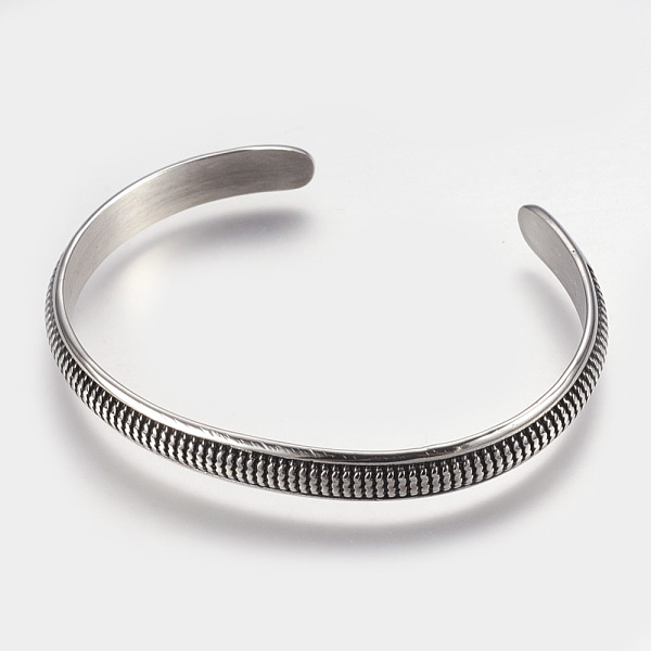 PandaHall 304 Stainless Steel Cuff Bangles, Antique Silver, 1-3/4 inchx2-1/4 inch(45x57mm) 304 Stainless Steel
PandaHall 304 Stainless Steel Cuff Bangles, Antique Silver, 1-3/4 inchx2-1/4 inch(45x57mm) 304 Stainless Steel