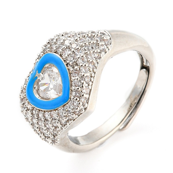 PandaHall Enamel Heart Adjustable Ring with Clear Cubic Zirconia, Platinum Brass Ring, Lead Free & Cadmium Free, Deep Sky Blue, Inner...
PandaHall Enamel Heart Adjustable Ring with Clear Cubic Zirconia, Platinum Brass Ring, Lead Free & Cadmium Free, Deep Sky Blue, Inner...