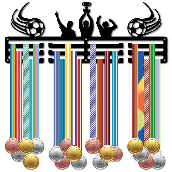 PandaHall Fashion Iron Medal Hanger Holder Display Wall Rack, 3-Line, with Screws, Black, Football, 150x400mm, Hole: 5mm Iron Football Black
PandaHall Fashion Iron Medal Hanger Holder Display Wall Rack, 3-Line, with Screws, Black, Football, 150x400mm, Hole: 5mm Iron Football Black
