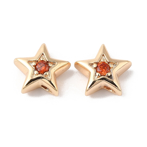 PandaHall Brass with Cubic Zirconia Beads Beads, Real 18K Gold Plated, Star, Orange Red, 7.5x8x3mm, Hole: 1mm Brass+Cubic Zirconia Star
PandaHall Brass with Cubic Zirconia Beads Beads, Real 18K Gold Plated, Star, Orange Red, 7.5x8x3mm, Hole: 1mm Brass+Cubic Zirconia Star