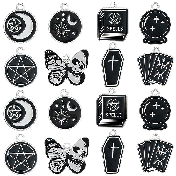 PandaHall SUNNYCLUE 32Pcs 8 Style Alloy Enamel Pendants, Platinum, Butterfly & Coffin & Crystal Ball & Book & Flat Round, Black...
PandaHall SUNNYCLUE 32Pcs 8 Style Alloy Enamel Pendants, Platinum, Butterfly & Coffin & Crystal Ball & Book & Flat Round, Black...