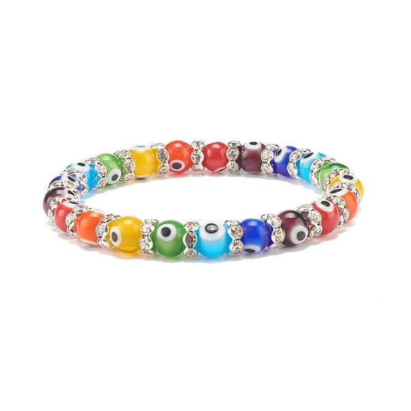 PandaHall Colorful Evil Eye Lampwork Beaded Stretch Bracelet with Crystal Rhinestone for Women, Silver, Inner Diameter: 2-1/8 inch(5.5cm)..., Clear
PandaHall Colorful Evil Eye Lampwork Beaded Stretch Bracelet with Crystal Rhinestone for Women, Silver, Inner Diameter: 2-1/8 inch(5.5cm)..., Clear