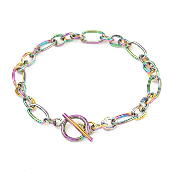 PandaHall Unisex 304 Stainless Steel Figaro Chain Bracelets, with Toggle Clasps, Rainbow Color, 8-1/2 inch(21.5cm) 304 Stainless Steel
PandaHall Unisex 304 Stainless Steel Figaro Chain Bracelets, with Toggle Clasps, Rainbow Color, 8-1/2 inch(21.5cm) 304 Stainless Steel