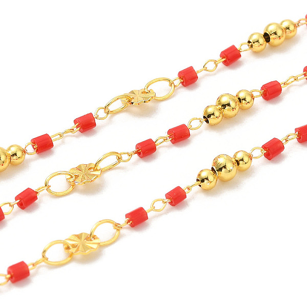 PandaHall Brass Handmade Beaded Chains, with Glass Beads, with Spool, Unwelded, Real 18K Gold Plated, Red, 0.5~7x2~4mm, about 32.81 Feet...
PandaHall Brass Handmade Beaded Chains, with Glass Beads, with Spool, Unwelded, Real 18K Gold Plated, Red, 0.5~7x2~4mm, about 32.81 Feet...