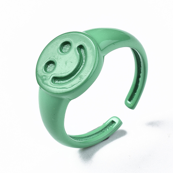 PandaHall Spray Painted Brass Cuff Rings, Open Rings, Smiling Face, Medium Aquamarine, US Size 7 1/4(17.5mm) Brass
PandaHall Spray Painted Brass Cuff Rings, Open Rings, Smiling Face, Medium Aquamarine, US Size 7 1/4(17.5mm) Brass