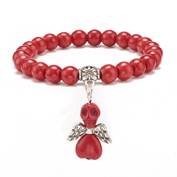 PandaHall Synthetic Turquoise(Dyed) Beaded Stretch Bracelet with Skull Charm, Gemstone Jewelry for Women, Red, Inner Diameter: 2-1/8 inch...
PandaHall Synthetic Turquoise(Dyed) Beaded Stretch Bracelet with Skull Charm, Gemstone Jewelry for Women, Red, Inner Diameter: 2-1/8 inch...