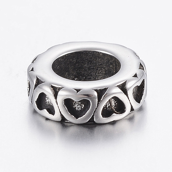 PandaHall 304 Stainless Steel Beads, Large Hole Beads, Donut with Heart, Antique Silver, 10x3.5mm, Hole: 6mm 304 Stainless Steel Donut
PandaHall 304 Stainless Steel Beads, Large Hole Beads, Donut with Heart, Antique Silver, 10x3.5mm, Hole: 6mm 304 Stainless Steel Donut