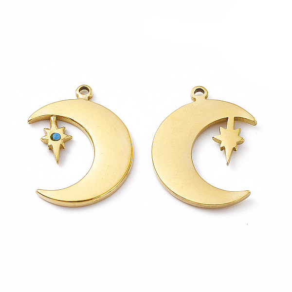 PandaHall Vacuum Plating 201 Stainless Steel Pendants, with Rhinestone, Real 18K Gold Plated, Moon & Star Charms, Aquamarine, 18x14.5x1.2mm..., Cyan
PandaHall Vacuum Plating 201 Stainless Steel Pendants, with Rhinestone, Real 18K Gold Plated, Moon & Star Charms, Aquamarine, 18x14.5x1.2mm..., Cyan
