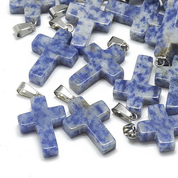 PandaHall Natural Blue Spot Jasper Pendants, with Stainless Steel Snap On Bails, Cross, 29~30x18~19x5~6mm, Hole: 6x4mm Blue Spot Jasper...
PandaHall Natural Blue Spot Jasper Pendants, with Stainless Steel Snap On Bails, Cross, 29~30x18~19x5~6mm, Hole: 6x4mm Blue Spot Jasper...