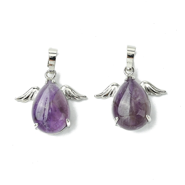 PandaHall Natural Amethyst Pendants, Teardrop Charms with Rack Plating Platinum Plated Brass Wings, Cadmium Free & Lead Free, Cadmium Free &...
PandaHall Natural Amethyst Pendants, Teardrop Charms with Rack Plating Platinum Plated Brass Wings, Cadmium Free & Lead Free, Cadmium Free &...