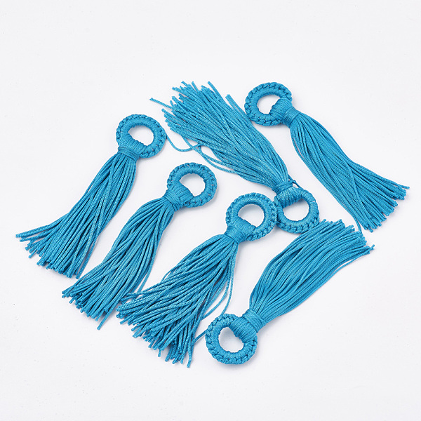 PandaHall Polyester Tassel Big Pendant Decorations, Deep Sky Blue, 98~110x24~26x10~15mm, Hole: 14mm Polyester Blue
PandaHall Polyester Tassel Big Pendant Decorations, Deep Sky Blue, 98~110x24~26x10~15mm, Hole: 14mm Polyester Blue