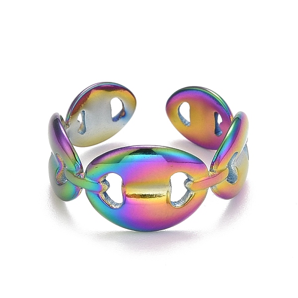 PandaHall Rainbow Color Ion Plating(IP) 304 Stainless Steel Coffee Bean Open Cuff Ring for Women, US Size 7(17.3mm) 304 Stainless Steel
PandaHall Rainbow Color Ion Plating(IP) 304 Stainless Steel Coffee Bean Open Cuff Ring for Women, US Size 7(17.3mm) 304 Stainless Steel