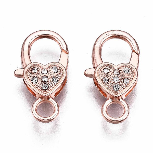 PandaHall Alloy Rhinestone Lobster Claw Clasps, Heart, Rose Gold, 26.5~27x14x6.5mm, Hole: 4mm Alloy+Rhinestone Heart
PandaHall Alloy Rhinestone Lobster Claw Clasps, Heart, Rose Gold, 26.5~27x14x6.5mm, Hole: 4mm Alloy+Rhinestone Heart
