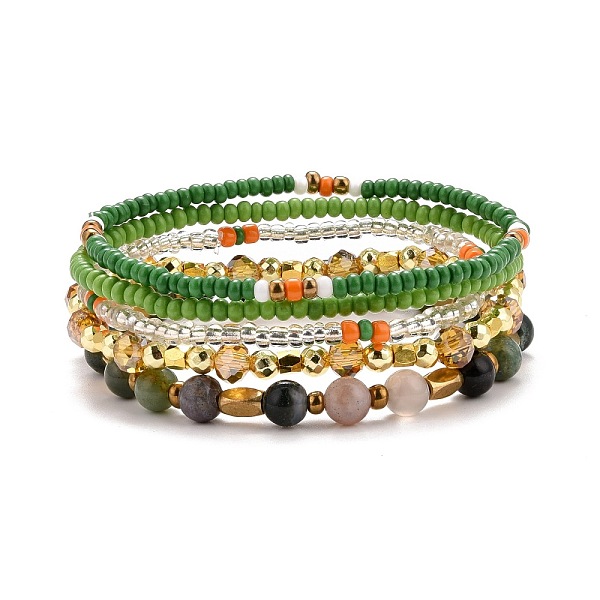 PandaHall 5Pcs 5 Style Natural Indian Agate & Synthetic Hematite & Glass Sead Beads Stretch Bracelets Set, Stackable Bracelets for Women...
PandaHall 5Pcs 5 Style Natural Indian Agate & Synthetic Hematite & Glass Sead Beads Stretch Bracelets Set, Stackable Bracelets for Women...