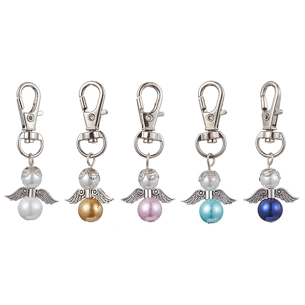 PandaHall 5Pcs 5 Colors Angel Glass Pearl Pendant Decoraiton, with Alloy Swivel Lobster Claw Clasps, Mixed Color, 57mm, 1pc/color Alloy..., Multicolor
PandaHall 5Pcs 5 Colors Angel Glass Pearl Pendant Decoraiton, with Alloy Swivel Lobster Claw Clasps, Mixed Color, 57mm, 1pc/color Alloy..., Multicolor