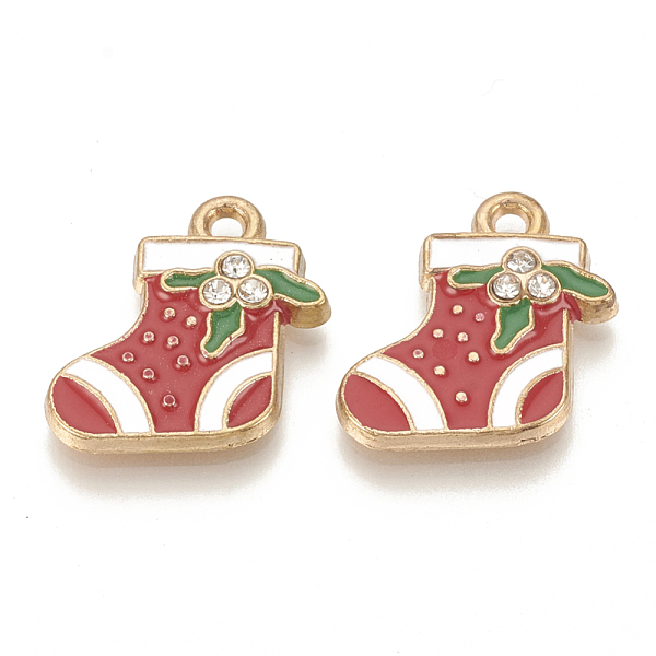 PandaHall Alloy Enamel Pendants, Cadmium Free & Lead Free, with Rhinestone, Christmas Boots, Light Gold, Red, 18x17x3mm, Hole: 1.5mm Alloy...
PandaHall Alloy Enamel Pendants, Cadmium Free & Lead Free, with Rhinestone, Christmas Boots, Light Gold, Red, 18x17x3mm, Hole: 1.5mm Alloy...