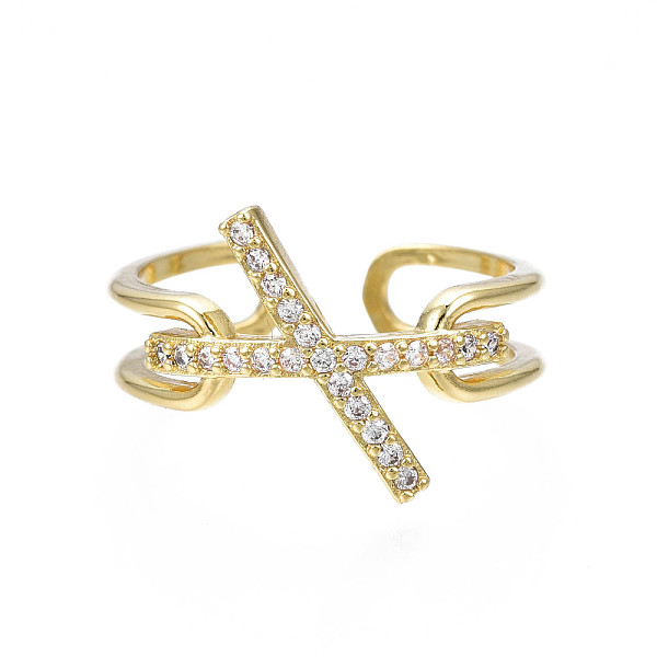 PandaHall Sparkling Cubic Zirconia Initial Letter X Cuff Ring, Brass Wire Wrap Open Ring for Women, Nickel Free, Real 18K Gold Plated, US..., Clear
PandaHall Sparkling Cubic Zirconia Initial Letter X Cuff Ring, Brass Wire Wrap Open Ring for Women, Nickel Free, Real 18K Gold Plated, US..., Clear