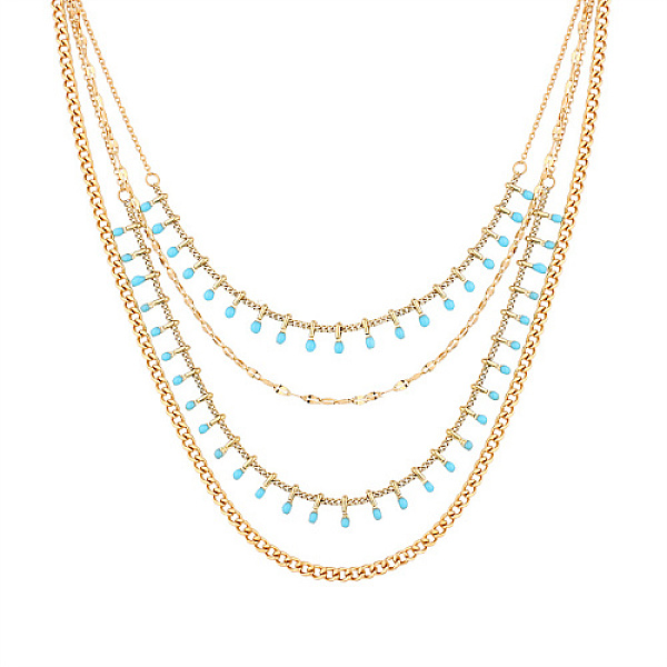 PandaHall Stainless Steel Curb Chains Multi Layers Bib Necklaces, with Natural Turquoise Charms, Golden, 15.75 inch(40cm) Natural Turquoise
PandaHall Stainless Steel Curb Chains Multi Layers Bib Necklaces, with Natural Turquoise Charms, Golden, 15.75 inch(40cm) Natural Turquoise