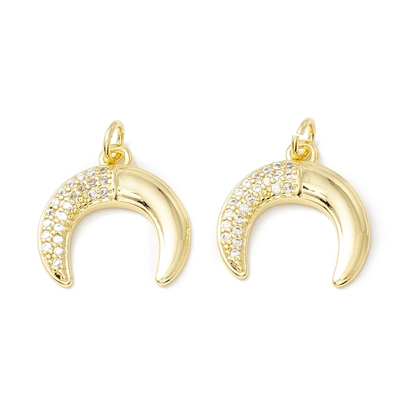 PandaHall Rack Plating Brass Micro Pave Cubic Zirconia Pendants, Real 18K Gold Plated, Long-Lasting Plated, Double Horn/Crescent Moon, Clear...
PandaHall Rack Plating Brass Micro Pave Cubic Zirconia Pendants, Real 18K Gold Plated, Long-Lasting Plated, Double Horn/Crescent Moon, Clear...