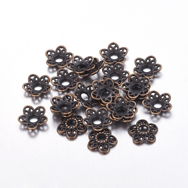 PandaHall Tibetan Style Alloy Bead Caps, Red Copper, Lead Free & Cadmium Free & Nickel Free, 10.7x11x2.5mm, Hole: 3mm Alloy
PandaHall Tibetan Style Alloy Bead Caps, Red Copper, Lead Free & Cadmium Free & Nickel Free, 10.7x11x2.5mm, Hole: 3mm Alloy