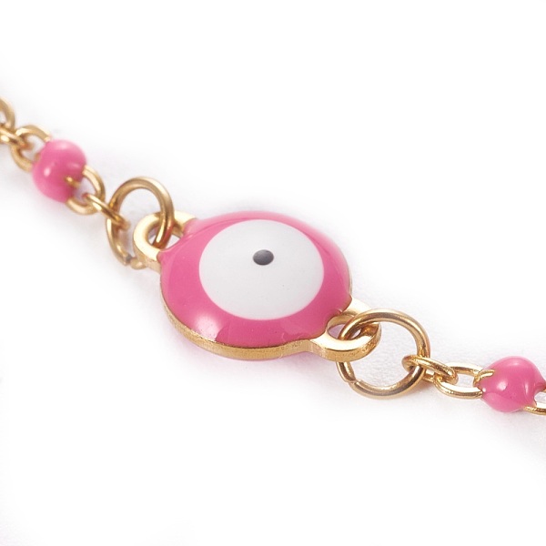 PandaHall 304 Stainless Steel Enamel Link Bracelets, with Cable Chain and Lobster Claw Clasps, Evil Eye, Golden, Deep Pink, 6-3/4 inch~6-7/8...
PandaHall 304 Stainless Steel Enamel Link Bracelets, with Cable Chain and Lobster Claw Clasps, Evil Eye, Golden, Deep Pink, 6-3/4 inch~6-7/8...