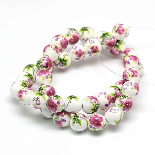 PandaHall Handmade Flower Printed Porcelain Ceramic Beads Strands, Round, Old Rose, 10mm, Hole: 2mm, about 35pcs/strand, 13.5 inch Porcelain..., Purple
PandaHall Handmade Flower Printed Porcelain Ceramic Beads Strands, Round, Old Rose, 10mm, Hole: 2mm, about 35pcs/strand, 13.5 inch Porcelain..., Purple